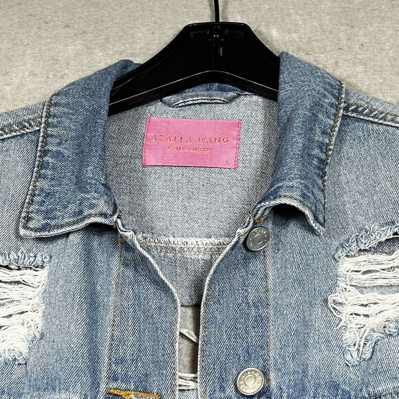 Azalea Wang Jacket Distressed Denim Women’s Large Long Stylish - Picture 3 of 12